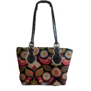 Raviani Garland Tx Tote Bag Tapestry Western Boho Bling Jacquard Floral Purse